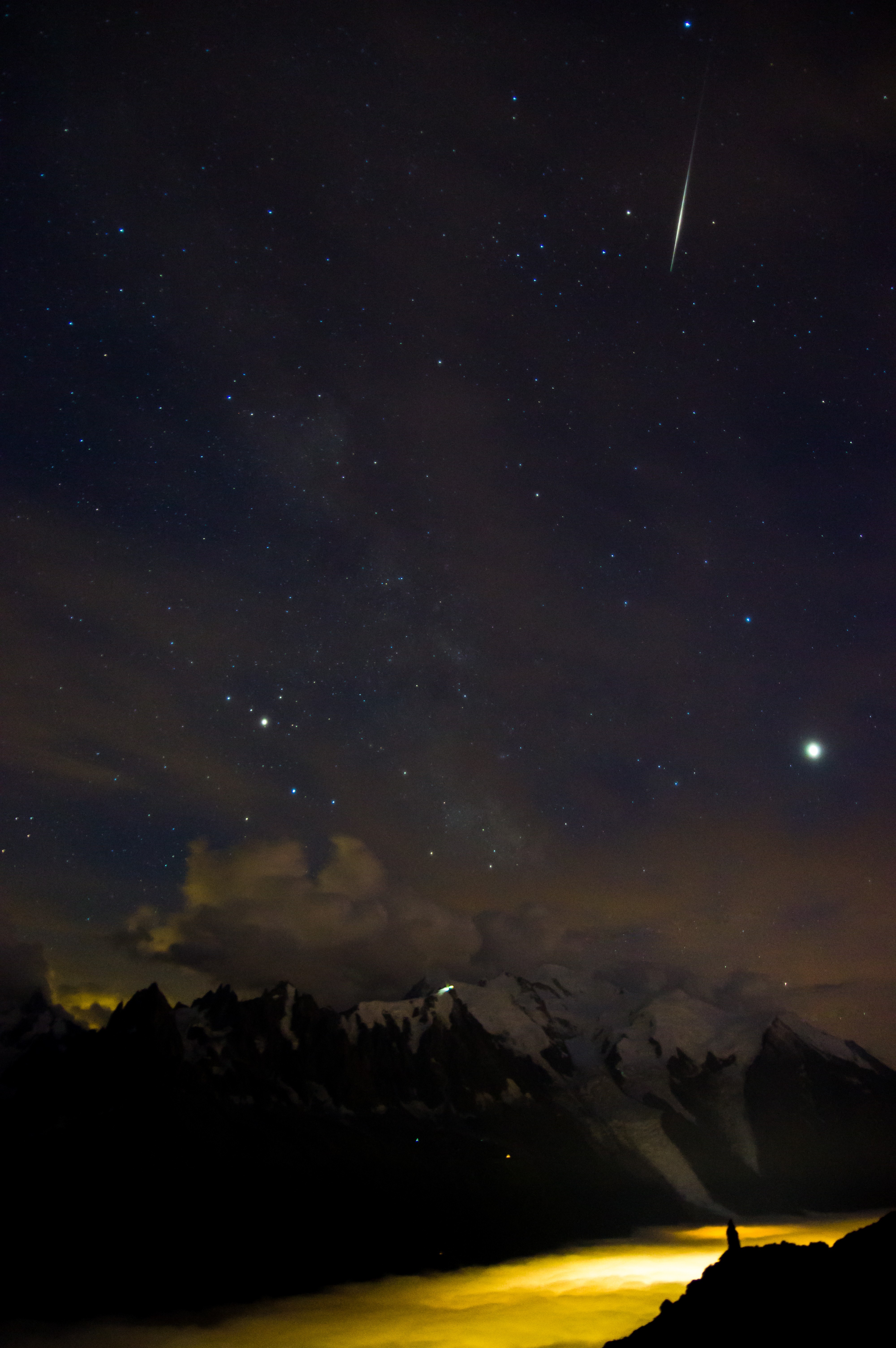 Voie Lactée, Jupiter, mer de nuage et Mont Blanc